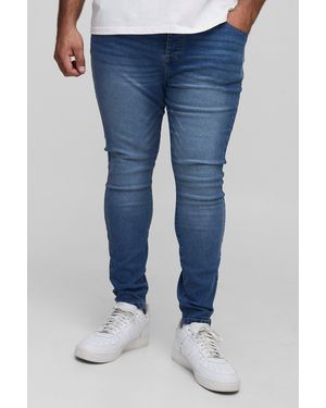 BoohooMAN Plus Super Skinny Stretch Extreme Washed Jeans - Blue