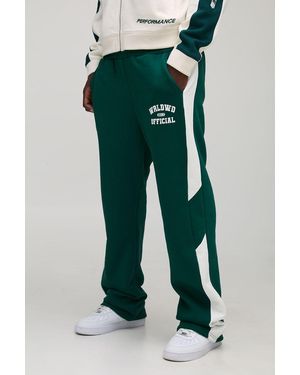 Boohoo Tall Straight Fit Official Print Panel Joggers - Verde