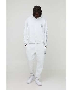 Boohoo Chándal Oversize Worldwide Recto Con Capucha Y Cremallera De 330G/M2 - Blanco