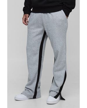 BoohooMAN Tall Relaxed Split Hem Gusset Joggers - Grey