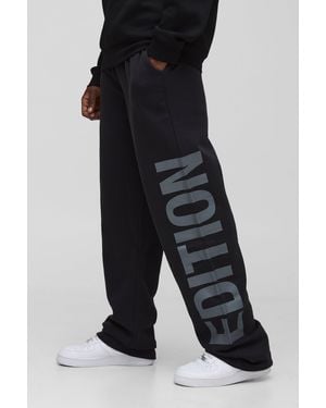 BoohooMAN Tall Edition Print Relaxed Sweatpants - Black