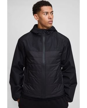 BoohooMAN Regular Fit Lightweight Quilted Hooded Jacket - Blue