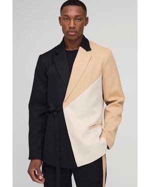 BoohooMAN Slim-Fit Wickel-Blazer - Blau