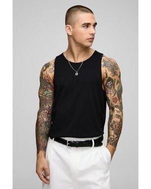 BoohooMAN Regular Fit Slub Vest - Black