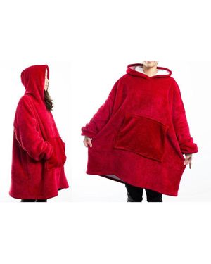 BoohooMAN Leaper Comfortable Oversized Sherpa Hoodie Blanket - Red