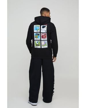boohoo MAN オーバーサイズ 長袖 パーカー★ディズニー ピクサー boohooman-designer-black-
