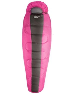BoohooMAN Active Era 3–4 Season Mummy Sleeping Bag – Extra Warm 300gsm With Hood & Compression Sack - Pink