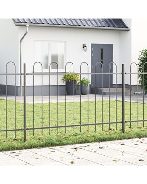BoohooMAN Berkfield Home Grey Garden Fence With Hoop Top - 13.6 X 0.8 M Steel