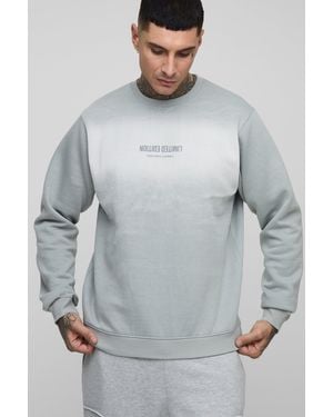 BoohooMAN Tall Limited Edition Print Regular Fit Spray Wash Jumper - Grey