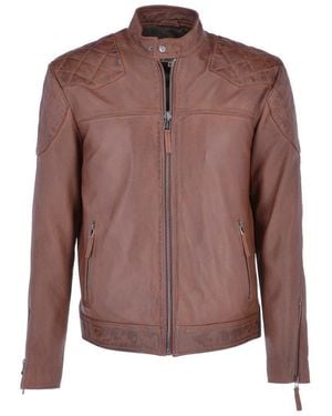 BoohooMAN Ashwood Leather 'cadmar' Leather Biker Jacket - Brown