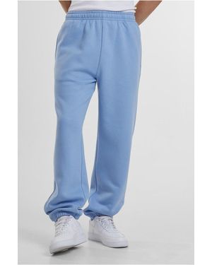BoohooMAN Urban Classics Cotton Blend Fluffy Joggers With Elasticated Cuffs - Blue