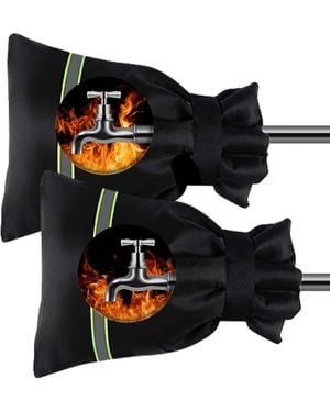 BoohooMAN Mantraraj Pack Of 2 Outside Tap Covers Outdoor Thermal Tap Jacket Winter Frost Protector Insulated - Black