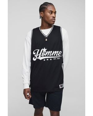 BoohooMAN Oversized Homme Basketball Tank & Shorts Set - Blue