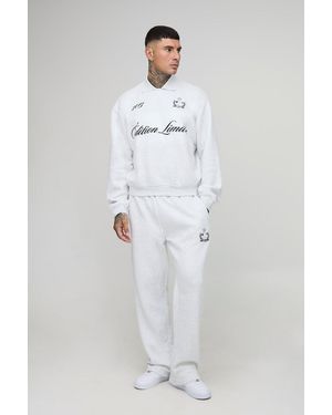 Boohoo Tall Oversized Boxy Edition Collared Sweatshirt Tracksuit - White