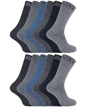 BoohooMAN Sock Snob 12 Pairs Cushioned Crew Hiking Walking Boot Socks - Blue