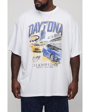 BoohooMAN Plus Oversized Daytona Moto Print T-shirt - Grey