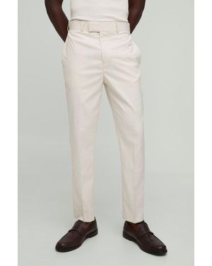 BoohooMAN Tapered Fit Crease Front Tailored Pants - Natural