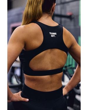 BoohooMAN Training Dept Sculpt Open Back Sports Bra - Blue