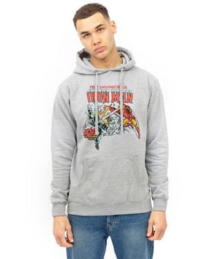 BoohooMAN Marvel Iron Man Blast Cotton Hoodie - Grey