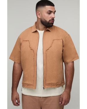 BoohooMAN Plus gebleichtes Hemd - Natur