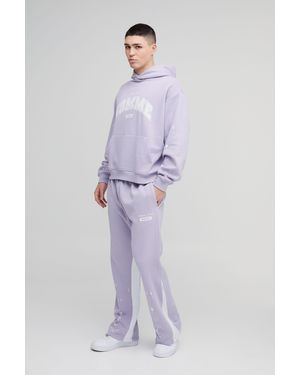 Boohoo Chándal Oversize Recto Homme Con Salpicaduras De Pintura Y Refuerzos - Morado