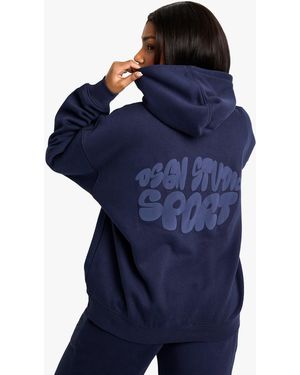 BoohooMAN Dsgn Studio Sport Bubble Print Oversized Hoodie - Blue