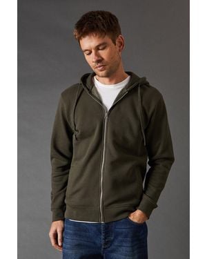 BoohooMAN Khaki Textured Zip Through Hoody - Grey
