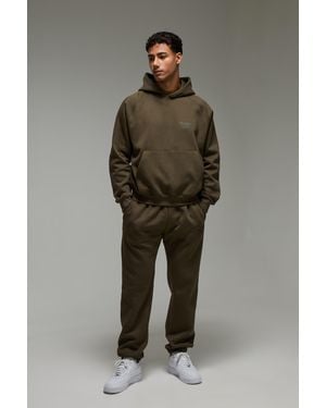 BoohooMAN Active Training Dept Boxy Embossed Tracksuit - Green