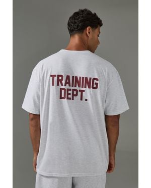 BoohooMAN Oversized Training Dept T-Shirt - Grey