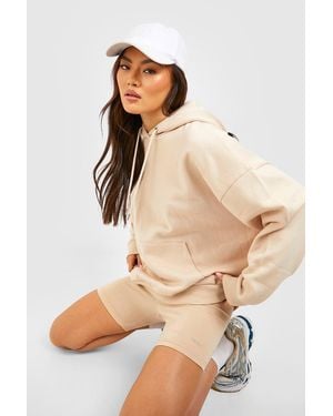 BoohooMAN Dsgn Studio Oversized Hoodie And Cycling Short Set - Natural