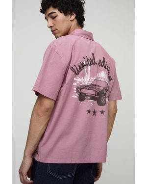BoohooMAN Oversized Western Print Flannel Shirt - Pink