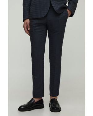 BoohooMAN Pantalón Pitillo Con Estampado De Pata De Gallo - Negro