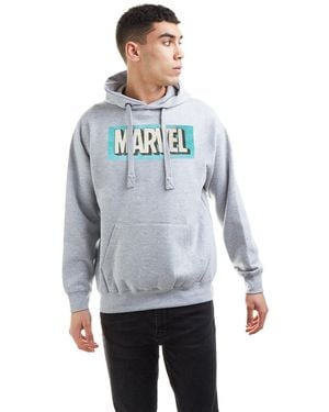 BoohooMAN Marvel Retro Logo Cotton Hoodie - Grey