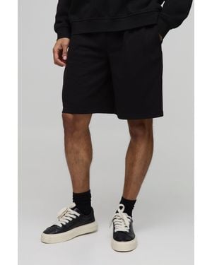 Boohoo Oversized Heavyweight Interlock Shorts - Black