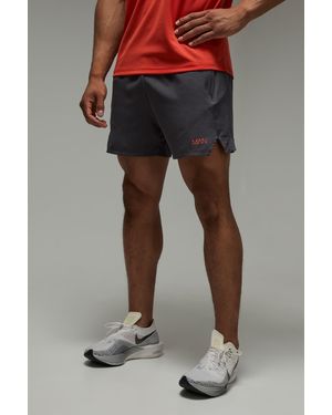 BoohooMAN Active Neon Logo 5Inch Short - Gray