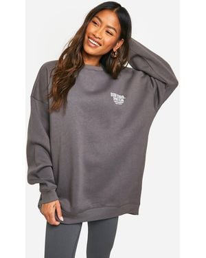 BoohooMAN Dsgn Studio Sports Club Slogan Oversized Sweatshirt - Grey