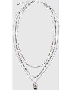 Boohoo Collar A Capas Con Colgante De Gema - Azul