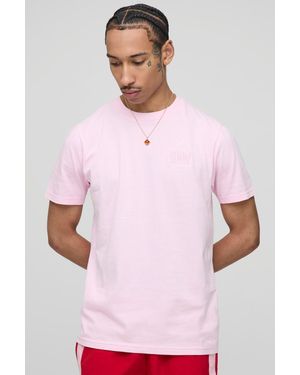 BoohooMAN Slim Fit Homme Embroidered T-shirt - Pink