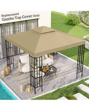 BoohooMAN Outsunny Outsunny 3(m) 2 Tier Garden Gazebo Top Cover Replacement Canopy Roof - Green