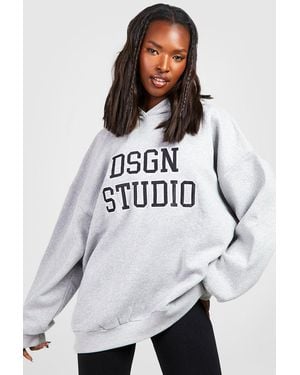 BoohooMAN Dsgn Studio Applique Oversized Hoodie - White