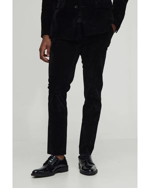 BoohooMAN Slim Fit Velour Pants - Black