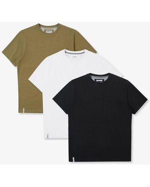 BoohooMAN Threadbare 3-pack Cotton Jersey Slub Crew Neck T-shirts - Black