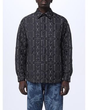 BoohooMAN Palm Angels Quilted Jacket Geometric Pattern - Black Shirts - Blue