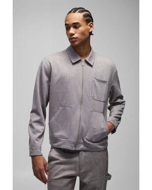 BoohooMAN Oversized Croc Embossed Suedette Shirt Jacket - Gray