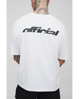 BoohooMAN Tall Oversized Boxy Official Panel Print T-Shirt - Grey