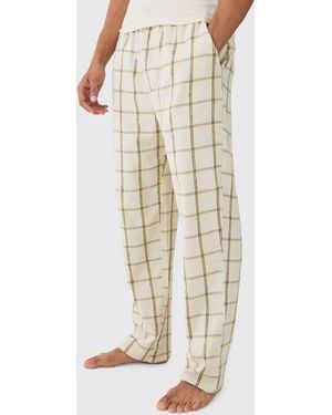 BoohooMAN Double Waistband Relaxed Lounge Bottoms - Natural