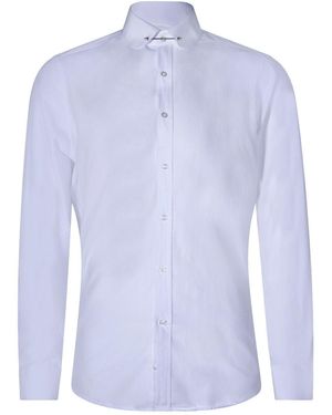 BoohooMAN Oliver Tweed Club Collar Shirt 1920s Peaky Blinders With Bar Poplin Pin Smart - Blue