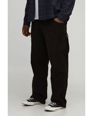BoohooMAN Plus Washed Cord Straight Fit Pants - Black