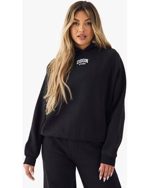 BoohooMAN Dsgn Studio Collegiate Embroidered Oversized Hoodie - Blue