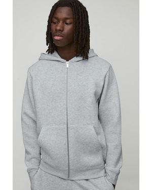 Boohoo Basic Man. Regular Fit Zip Through Hoodie - Gris